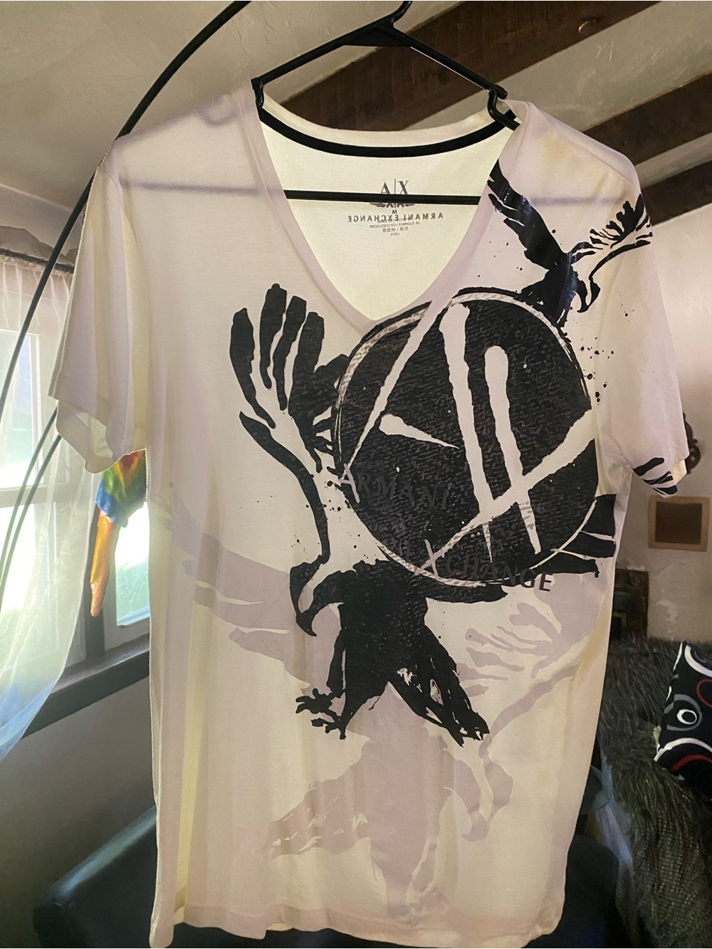 A/X Armani Exchange White T-Shirt with Black Logo Print